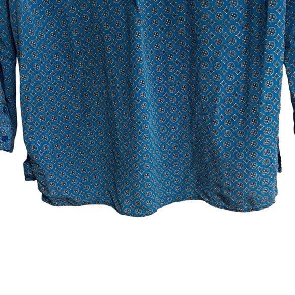 Joie 100% Silk | Women’s XS Blouse Blue, Geometric Pattern, Popover, 3/4 Sleeves - Picture 6 of 9